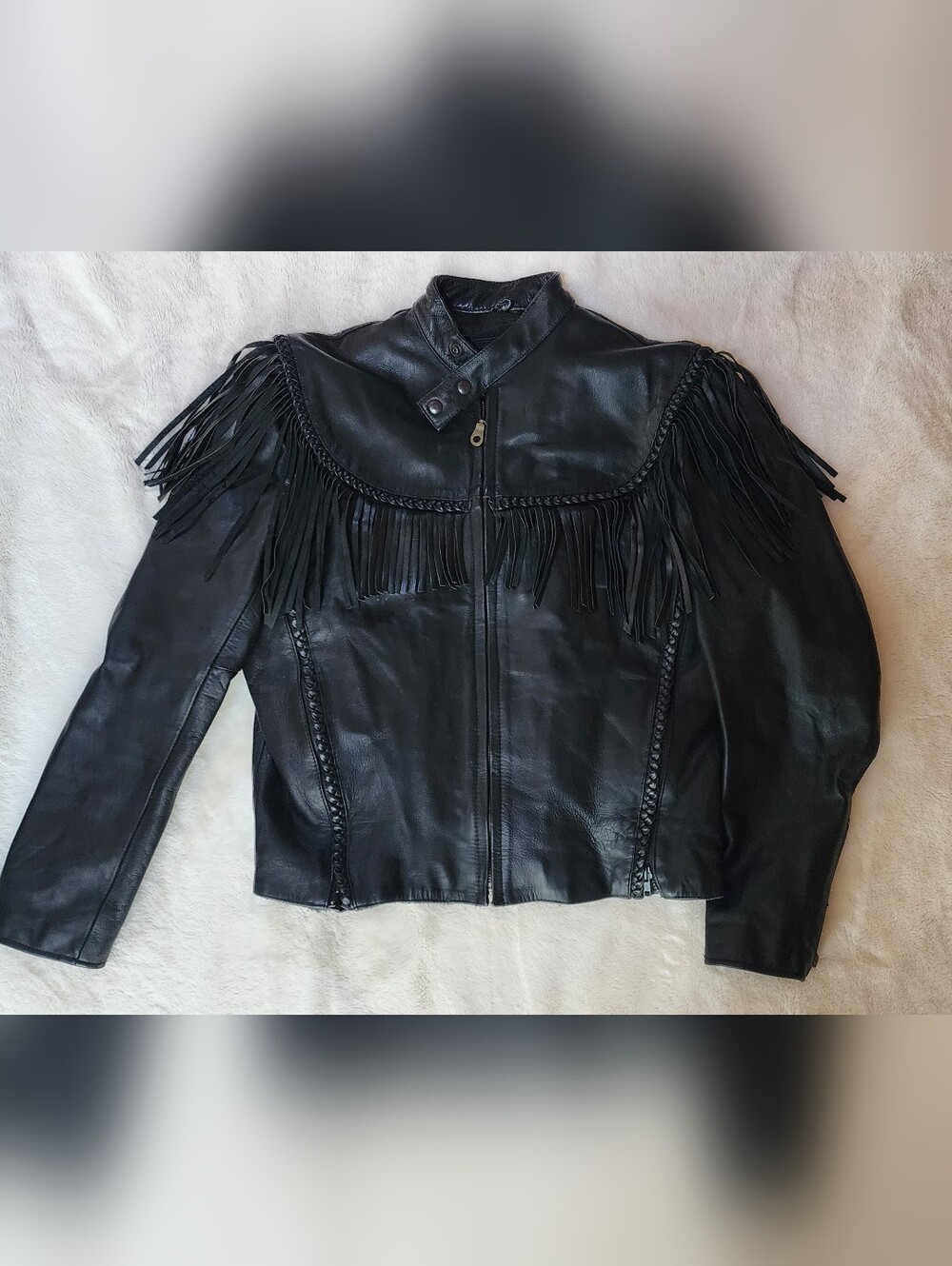 Mens Black Fringe Leather Jacket
